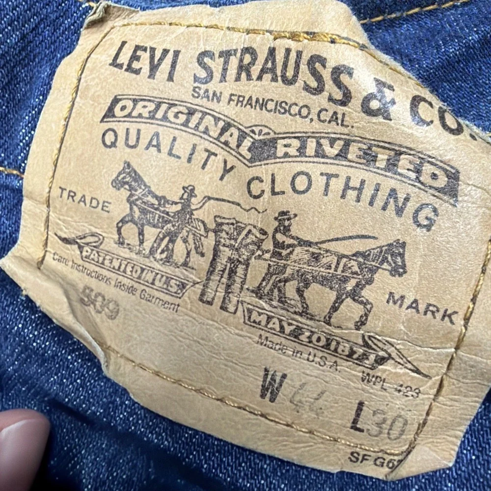 Vtg Levi's 509 Orange Tab Jeans 44x30 Made in USA Dark Wash Straight Leg 80s 90s